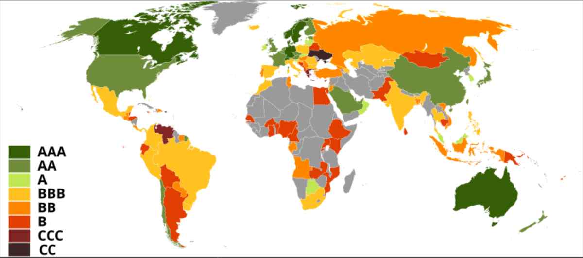 آخرین رتبه‌بندی اعتباری کشورها